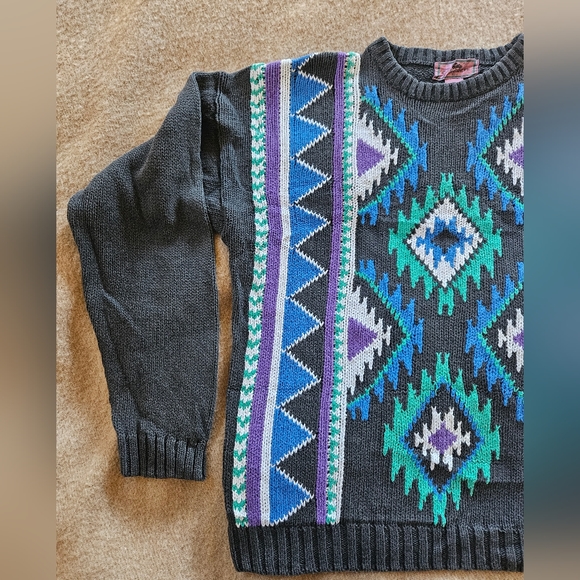 Vintage Concrete Mix Southwest Pattern Crewneck Sweater - Picture 4 of 9